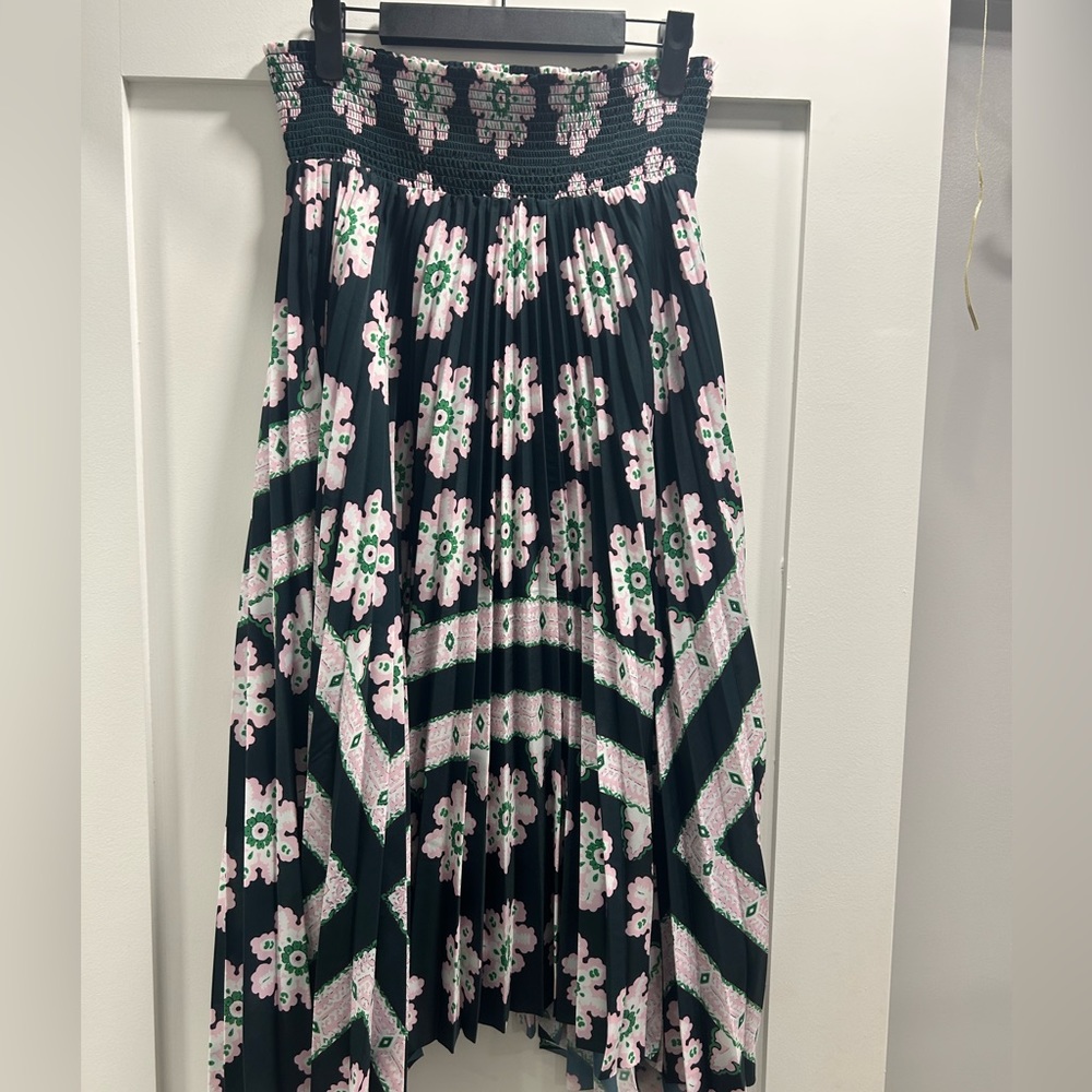 Alexis roe women’s green floral asymmetrical midi skirt
